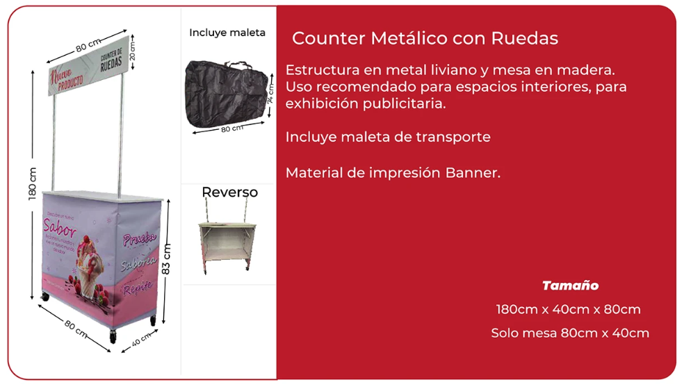 Counter Metálico con Ruedas