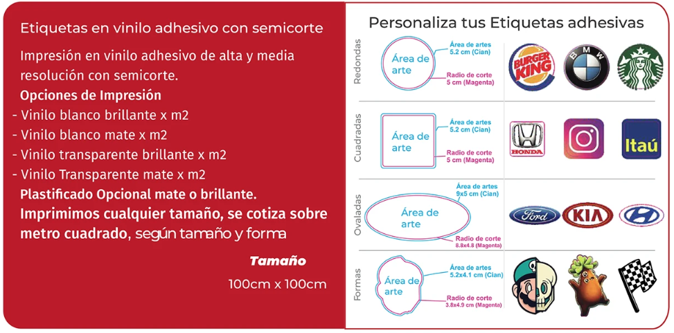 Etiquetas en Vinilo Adhesivo con Semicorte
