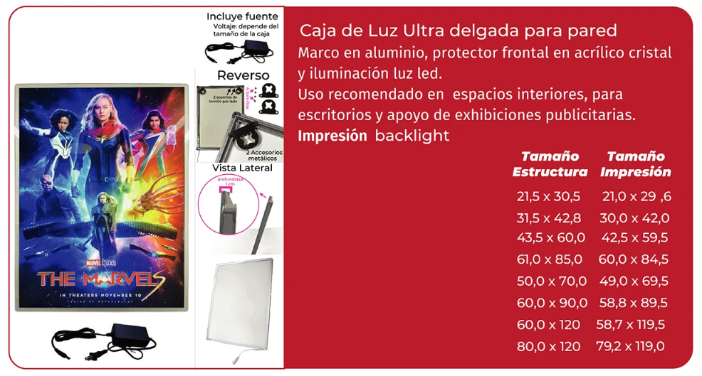 Caja Luz Ultra delgada para Pared