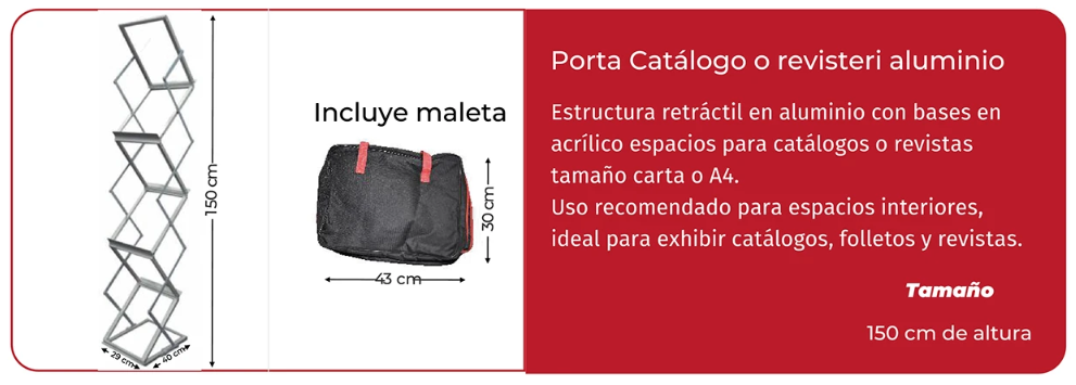 Porta Catálogo o Revisteri Aluminio