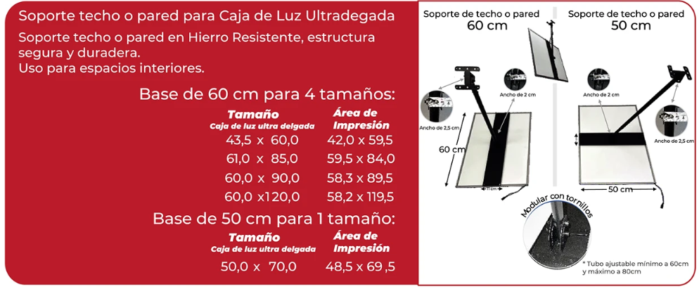Soporte Techo o Pared para Caja de Luz Ultradelgada